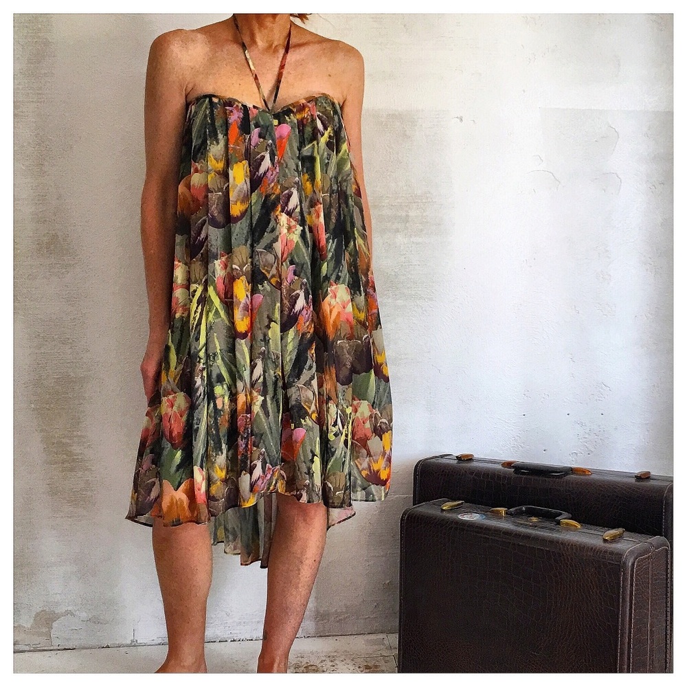 Ted Baker London Adris Tulip Print Strapless Dress